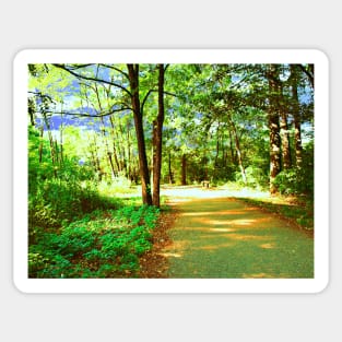 digital oil painting of a forest road Sticker